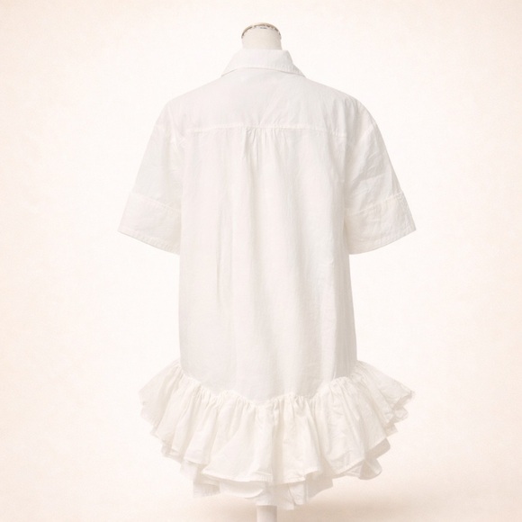 Sofie the Label White Cotton Ruffle Hem Shirt Dress Size M - Picture 3 of 5